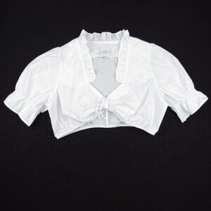 Bavaria Trachten Crop Top Women's Size XXL Dirndl White Oktoberfest Lace V Neck